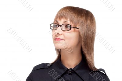 Portrait beautiful girl bespectacled