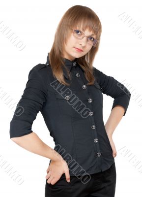Young girl bespectacled and black cloth