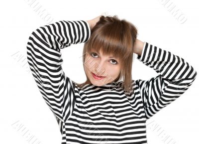 Girl in striped cloth
