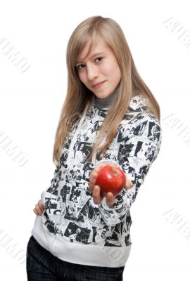 Girl with apple in hand