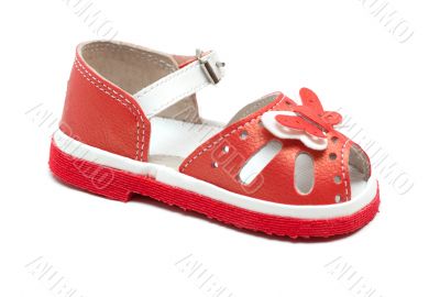 Red leather baby sandal