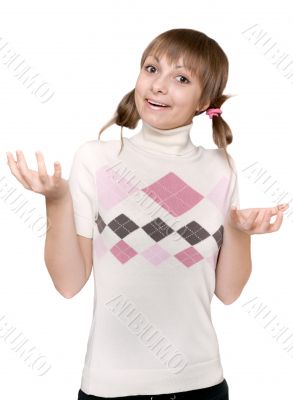 Young beautiful girl wonders