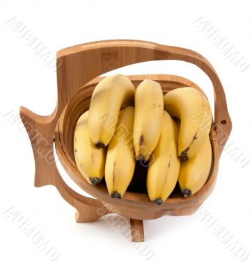 Wooden vase with ligament banana