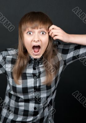 Beautiful girl yells