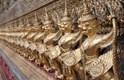 Golden figures warrior in royal palace Golden figures warrior in royal palace