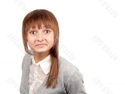 Portrait young beautiful girl insulated