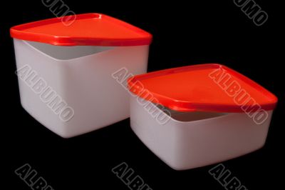 Plastic containers with red lid