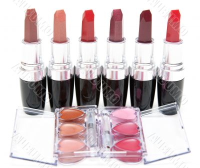 Lipstick stands in row