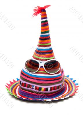 Striped colour hat with sunglasseses
