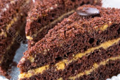 chocolate cake on a glass plate