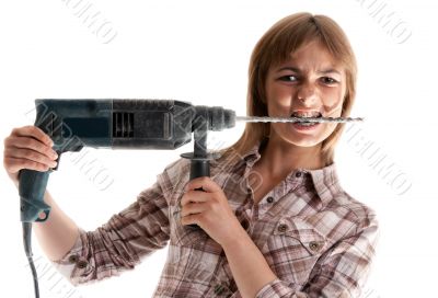 Beautiful girl with perforator