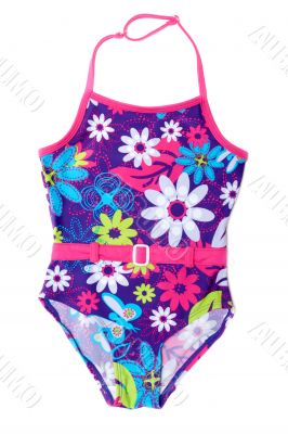 Baby colour swimsuit in red belt