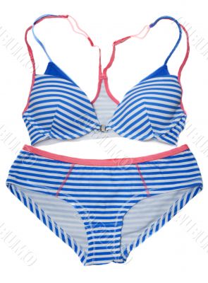 Striped swimsuit with blue line