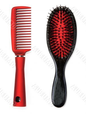 Collage massage black and red comb
