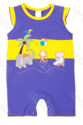 Baby underclothes blue and yellow with aplique work