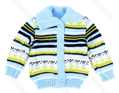 Baby sweater striped with blue strip