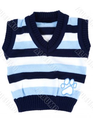 Baby sweater striped with blue strip