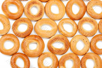 Tasty bagels put in the manner of background