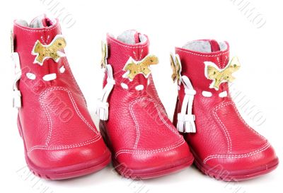 Red leather baby boots