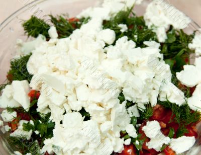 Fresh salad with cheese