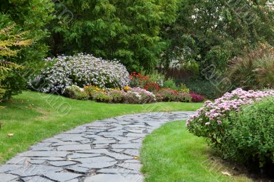 Stone lane in autumn park