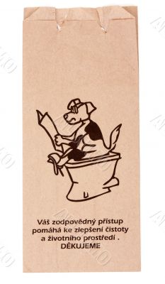 Paper package for collection of the excrement of the dogs