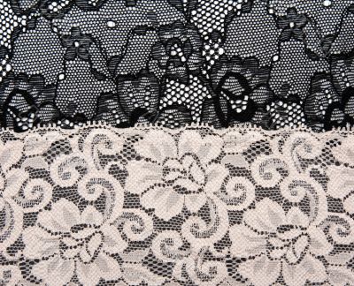 Black and beige lace with pattern flower Black and beige lace with pattern flower