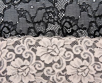 Black and beige lace with pattern flower