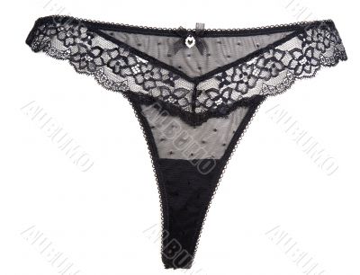 Black feminine panties with drawing