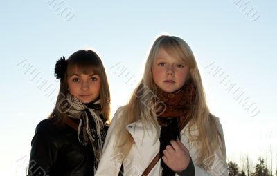 Two young beautiful girls