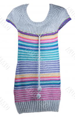 Knitted striped varicoloured feminine gown