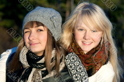 Portrait two young beautiful girls
