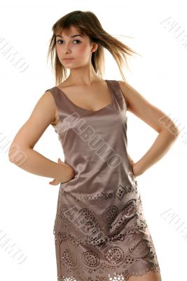 Beautiful girl in satin gown Beautiful girl in satin gown