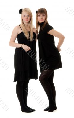 Two girls in black dresses