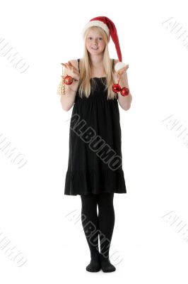 Young beautiful girl in a Santa hat