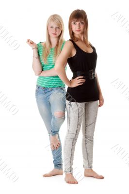Two girls in jeans