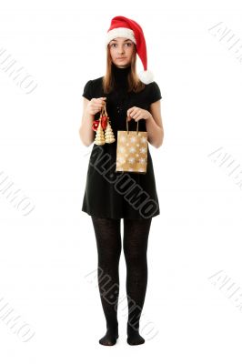 Girl in red Santa hat