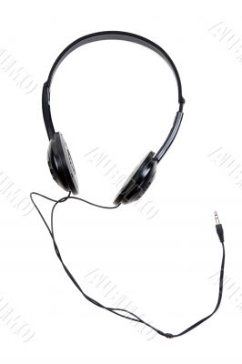 Black earphones with wire and jackplug