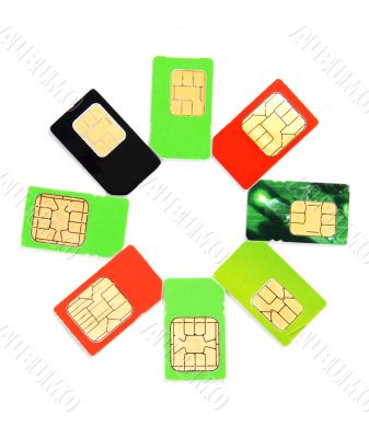 Eight colorful sim card