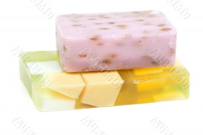 Green and purple fruit soap