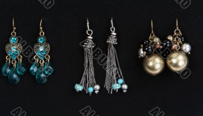 Three pairs of women`s earrings