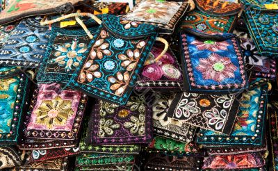 Embroidered oriental patterned purses