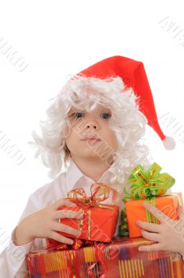child in a hat santa claus