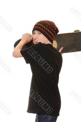 The teenager with a skateboard 