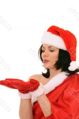 woman in hat santa