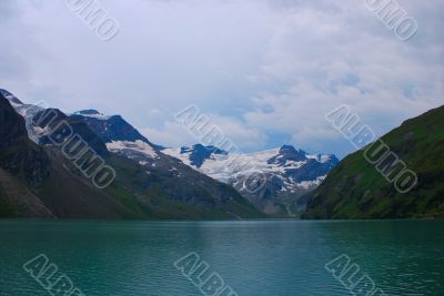 mountain and lake