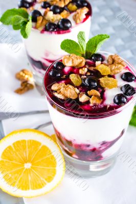cream dessert with black currants cream dessert with black currants