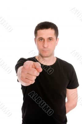 man in the black T-shirt