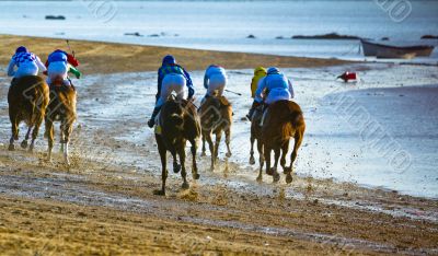 Horse race on Sanlucar of Barrameda, Spain, August  2011