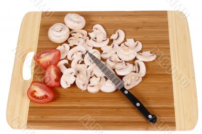 mushrooms on chopping board mushrooms on chopping board